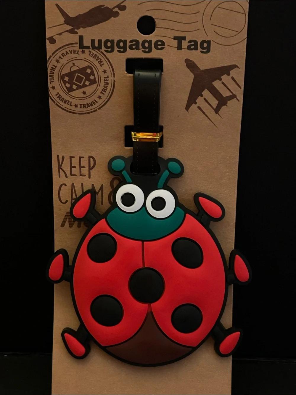 Kids Ladybug Luggage Bag Case Tag in Red, Black & Green - Silicone NWT